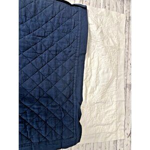 PAIR white blue Pottery Barn EURO 100% Cotton Linen Portugal Pillow Shams